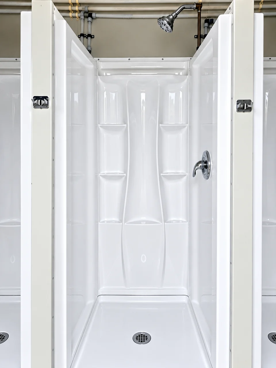 Private shower stall inside the shower container